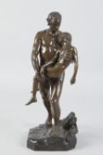 Mombur, Jean Ossaye. 1850 - 1896L'enfant retrouvé. Bronze, braun patiniert. Sign. und bez. A