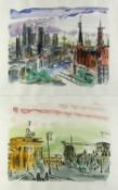 Heindorff, Michael. 1949 BraunschweigAnsichten von Frankfurt und Berlin. 2 aquarelliert