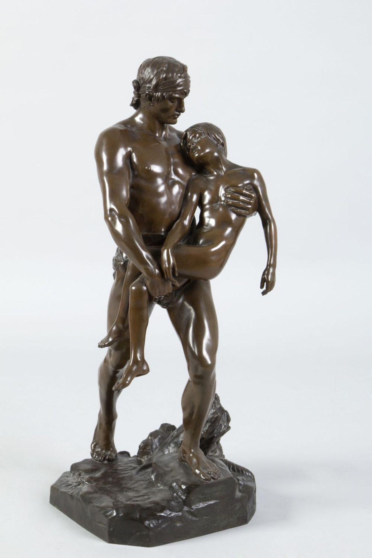 Mombur, Jean Ossaye. 1850 - 1896L'enfant retrouvé. Bronze, braun patiniert. Sign. und bez. A - Bild 2 aus 3