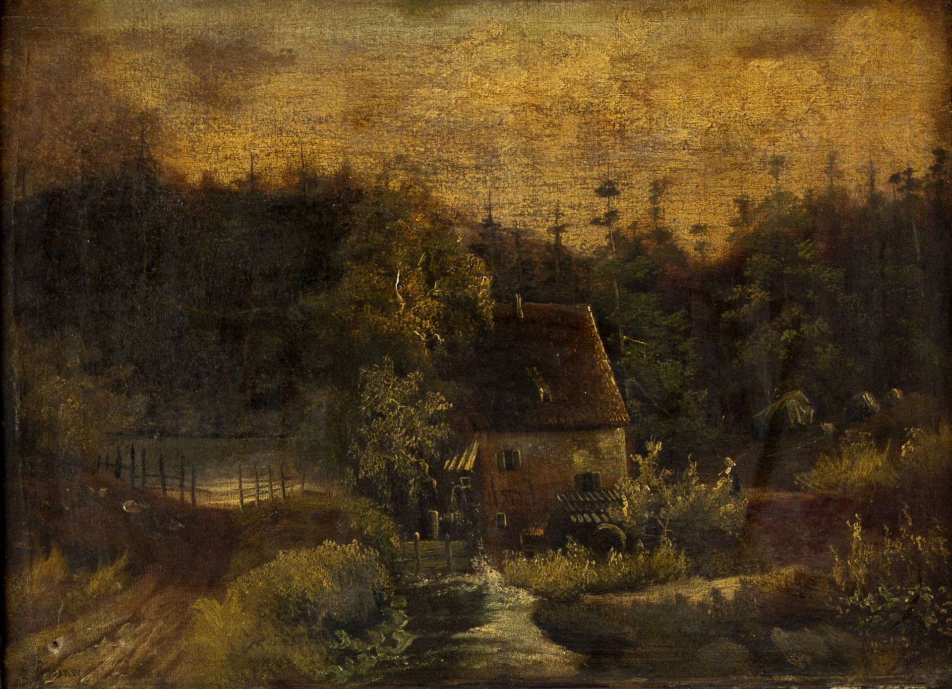 Raving, E.Wassermühle in einer herbstlichen Landschaft. Öl/Lwd. Sign. 47 x 65 cm. Gerahmt.