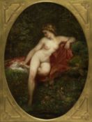 Frankreich, Ende 19. Jh.Weiblicher Akt an einem Teich. Öl/Lwd. 61,5 x 44 cm. Gerahmt.