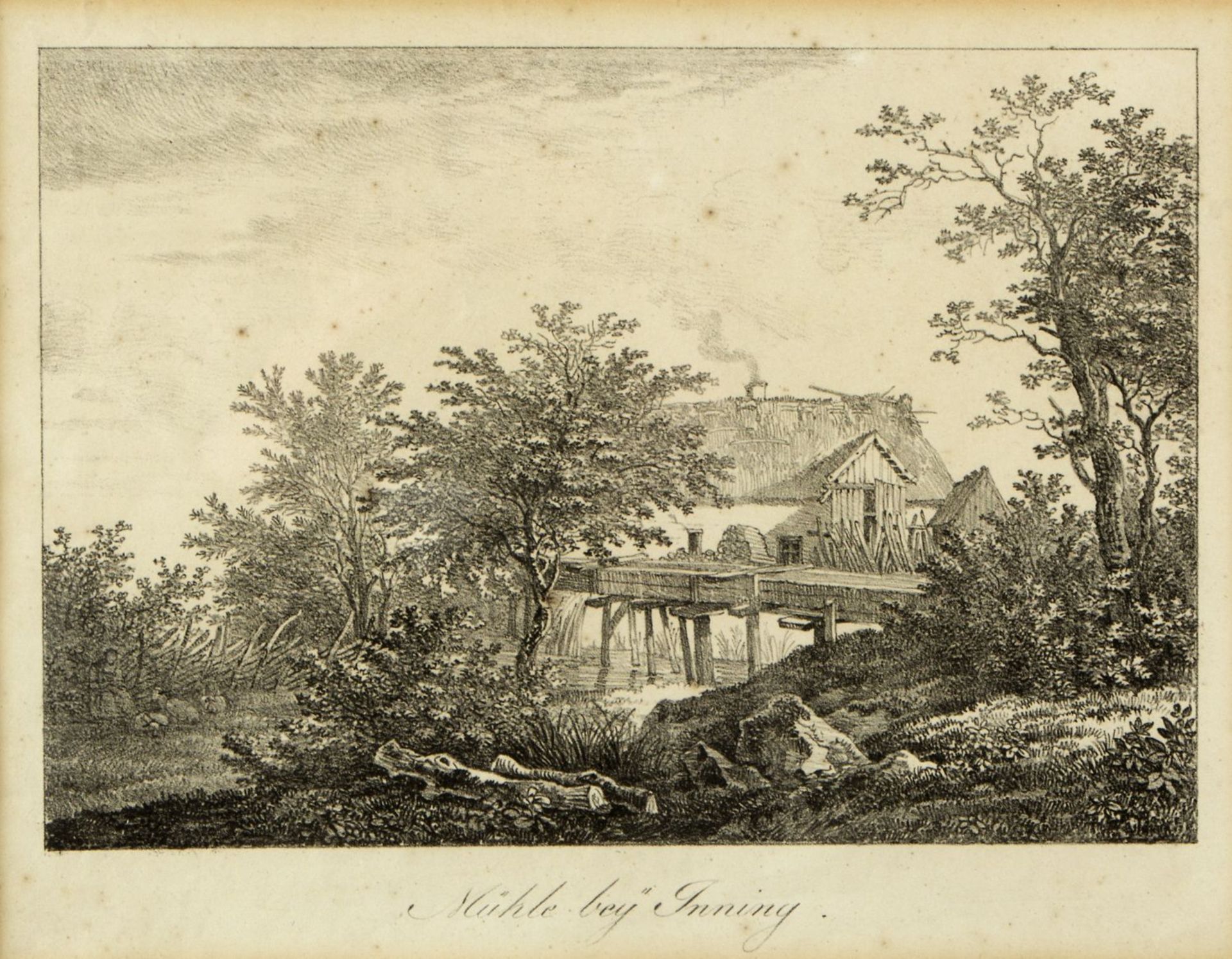 Wagenbauer, Max Joseph. 1775 Öxing - München 1829Mühle bey Inning. Lithographie. Bet