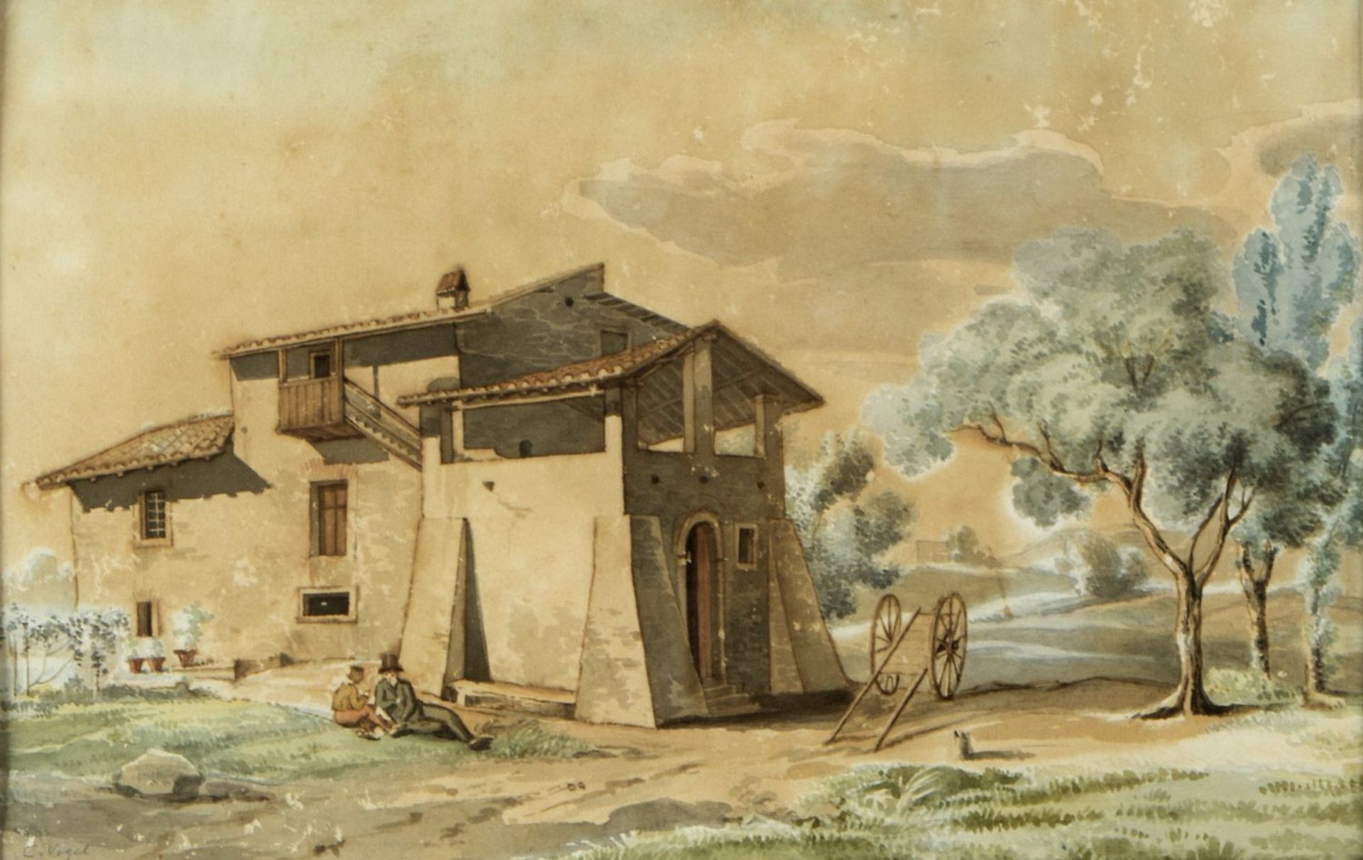 Vogel, C. Mögl. Carl Vogel von Vogelstein. 1788 - 1868 Altes Haus in einer italienischen Lan