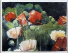 GahlertWeiße und rote Mohnblumen. Mischtechn. Sign. 36 x 47 cm.