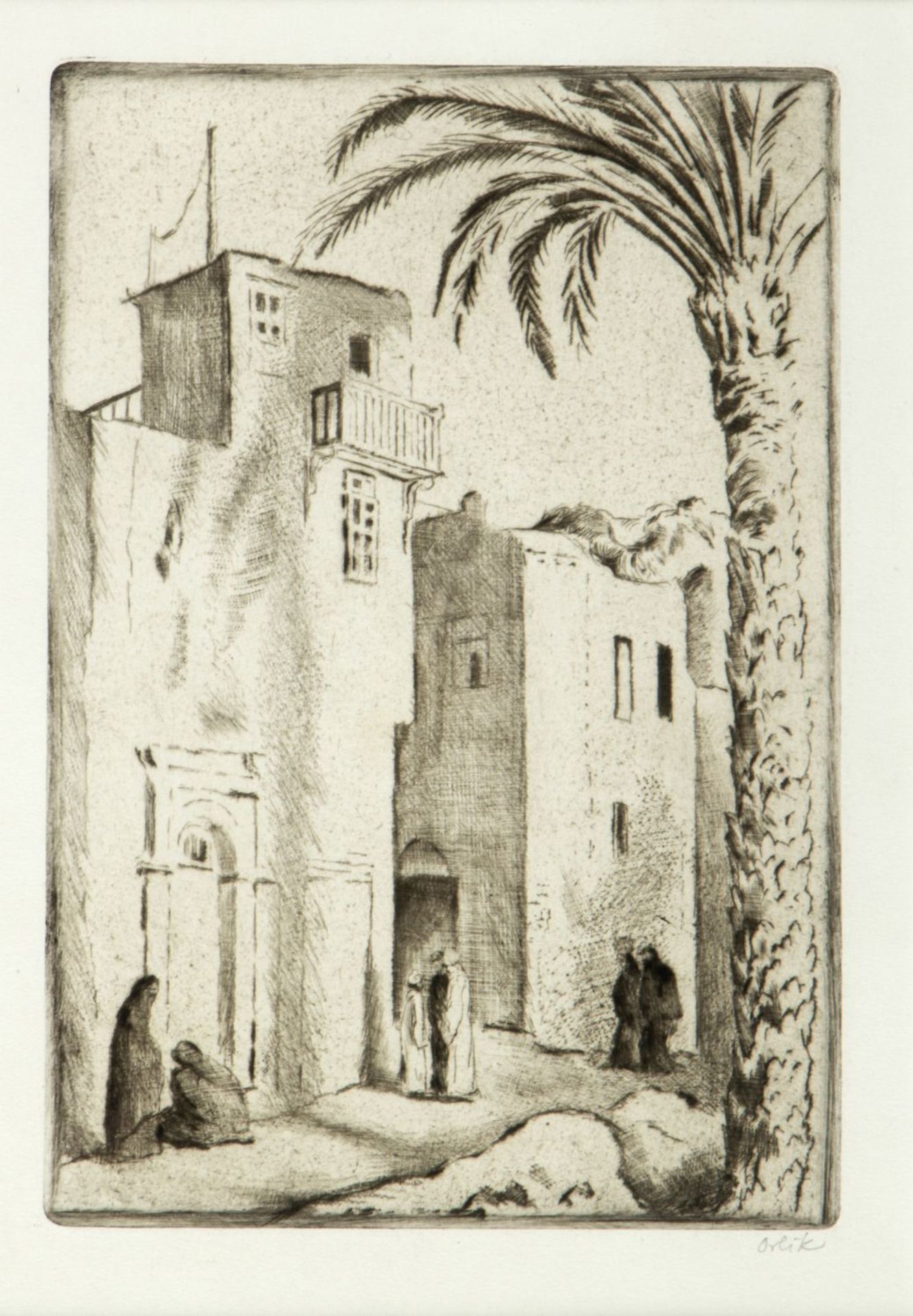 Orlik, Emil. 1870 Prag - Berlin 1932Straßenszene in Tunis. Araberin auf einer Straße - Bild 2 aus 7