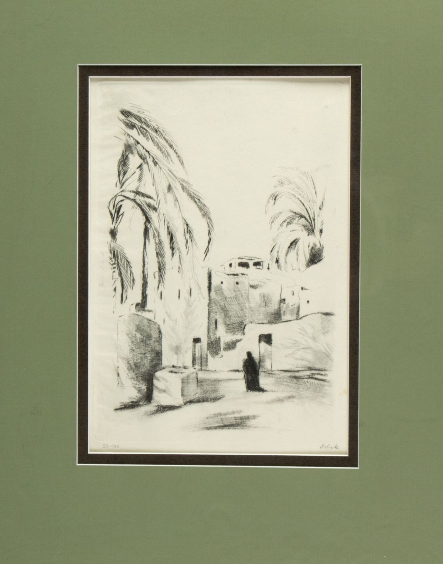 Orlik, Emil. 1870 Prag - Berlin 1932Straßenszene in Tunis. Araberin auf einer Straße - Bild 6 aus 7