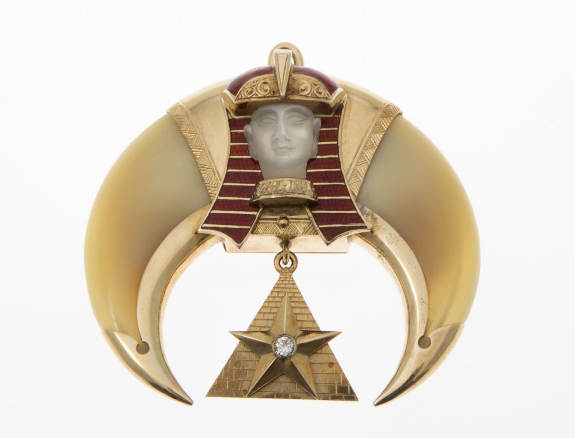 Großer Anhänger im Stil des "Egyptian Revival"Gelbgold 585 (geprüft). 2 Löwenkrallen, sic - Bild 2 aus 8