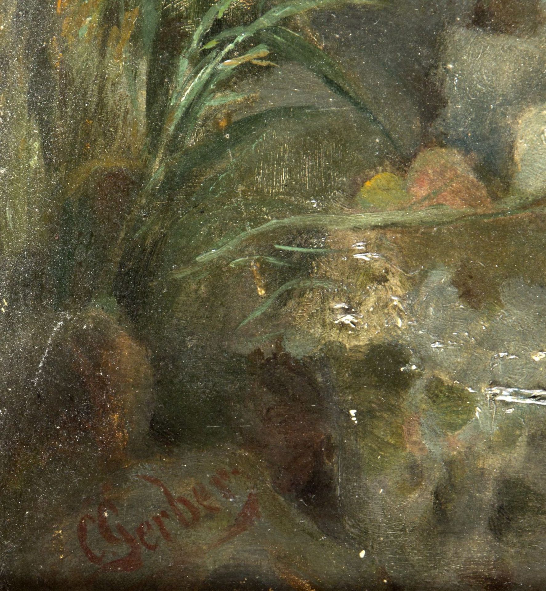 Gerber, Carl. 1839 - 1866Bewaffnete Freischärler. Öl/Karton. Sign. 62 x 45 cm. Gerahm - Image 2 of 3
