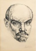 "Lenin-Porträt", Federzeichnung, mit Bleistift undeutl. signiert u.r., 34x24 cm, hinterGlas