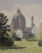 Sulzbeck-G, F.v. "Karlskirche in Wien", Aquarell, sign. u.r., 32x26 cm, im Passepartouthinte