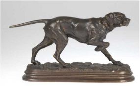 Dubucand, Alfred (1828 Paris-1894 ebenda) "Jagdhund", Bronze, patiniert, sign., aufSockel, H.