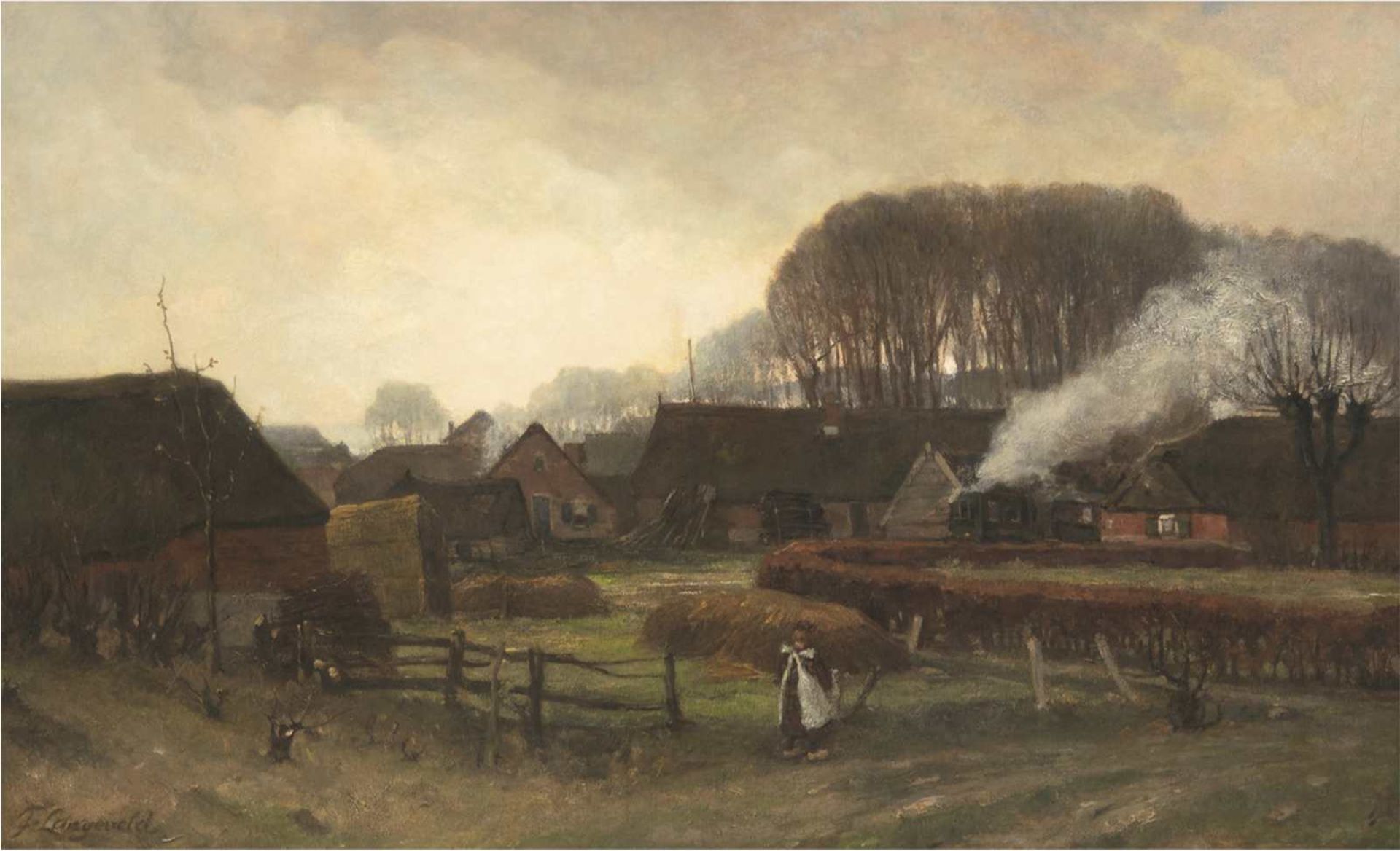 Langeveld, Frans (1877 Amsterdam-1939 Laren, Niederlande) "Blick auf eine ländlicheSiedlung