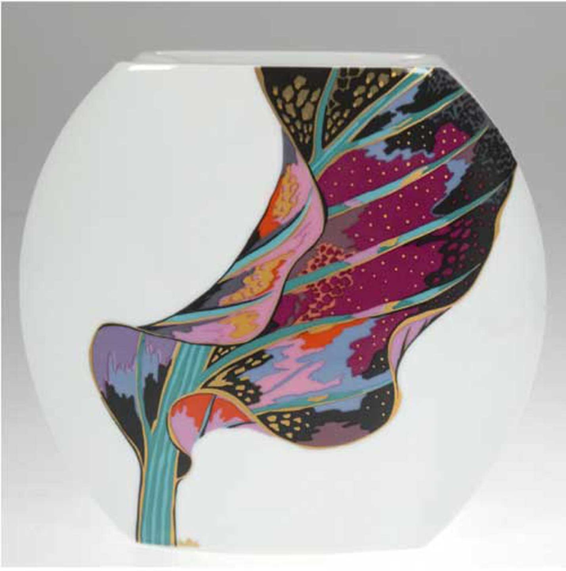 Rosenthal-Vase, studio-line, 1980er Jahre, Entwurf Jan Van Der Vaart, Dekor "Calla" vonBrigit