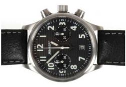 Herrenarmbanduhr, Chronograph "Junkers", European Edition, Handaufzug, Edelstahlgehäuse,Datu