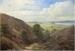 Stender, Viggo (1883-1954) "Landschaft mit See", Öl/Lw., sign. u.l. und dat. 1921, 52x71cm,