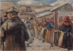 Erb, Erno (1878-1943) "Frauen auf dem Markt", Öl/Lw., sign. u.r., 40x50 cm, Rahmen, (ErnoErb