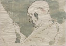 Scheele, Kurt (1905 Franfurt-1944 Smolensk), "Herr beim lesen", Zeichnung/Aquarell/Papier,sig