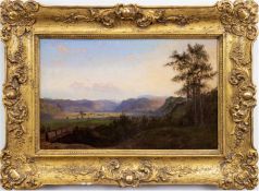 Rottmann, Carl (1797-1850) Zuschreibung "Heuernte in Gebirgslandschaft", um 1840, Öl/Mp.,uns