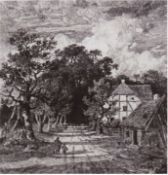 Morgenstern, Christian Ernst Bernhard (1805 Hamburg-1867 München) "Häuser am Waldrand",Rad