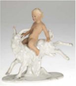Figur "Ziegenreiter", Schaubach Kunst, Porzellan, auf flachem Rocaillesockel, unterseitiggema