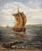 Vernier, Émile Louis (1829 Lons-le Saunier/Frankreich-1887 Paris) "Segelboote in derAbenddä