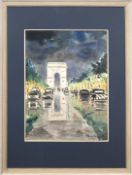 Maler des 20. Jh. "Paris- Champs Elyseés", Aquarell, unleserlich signiert und datiert(19)56