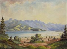 Hierer, Arthur (1896 Freiburg in Baden-1989 ebenda) "Tegernsee von Wissee gesehen",Öl/Lw., s