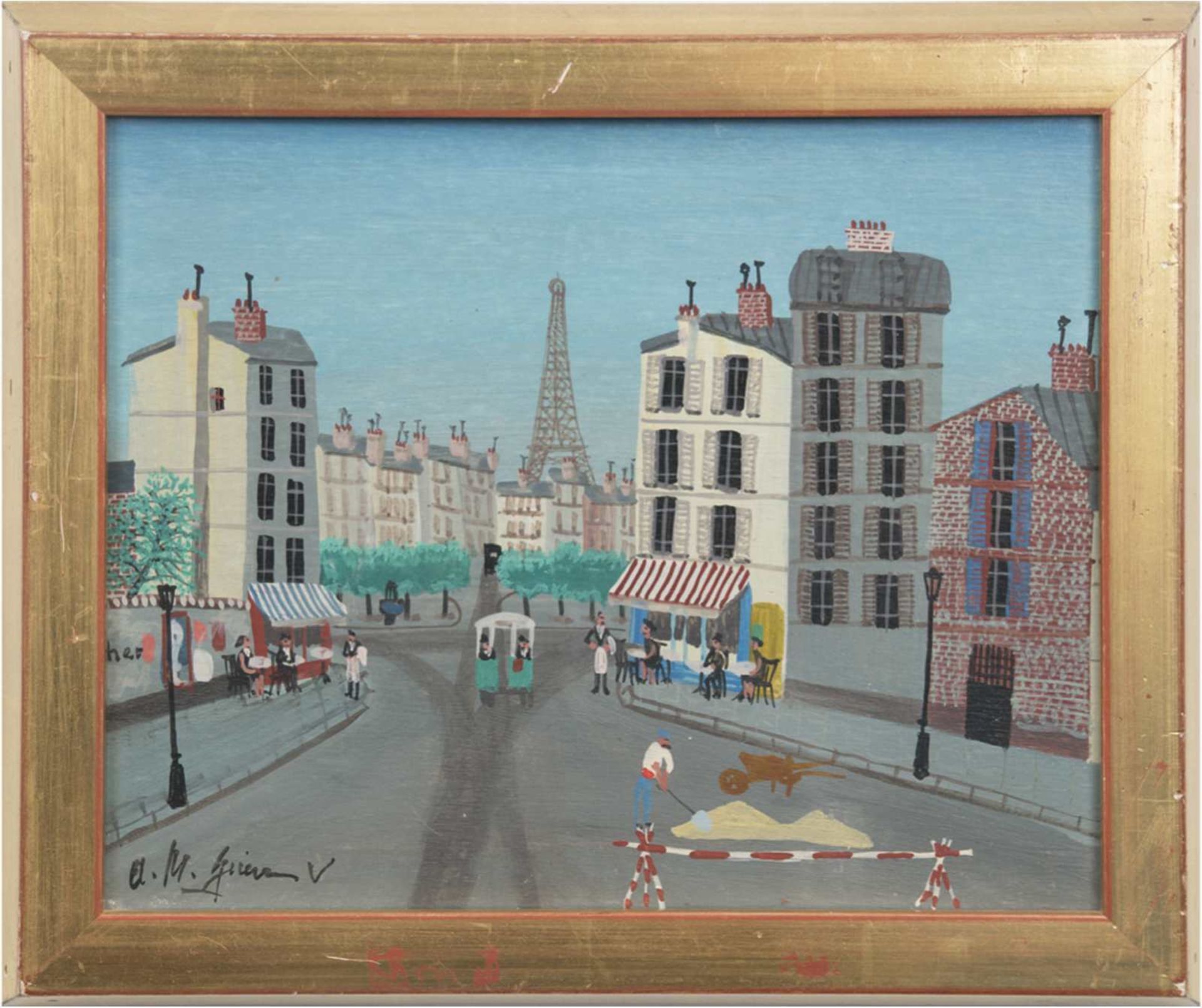 Guerin, Armand Marie (1913-1983) "Straßenszene in Paris", Öl/Sperrholz, sign. u.l., 22x27cm