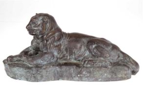 Barye, Antoine Louis (1796-1875) "Panther", Bronze, braun und grün patiniert, aufnaturalisti