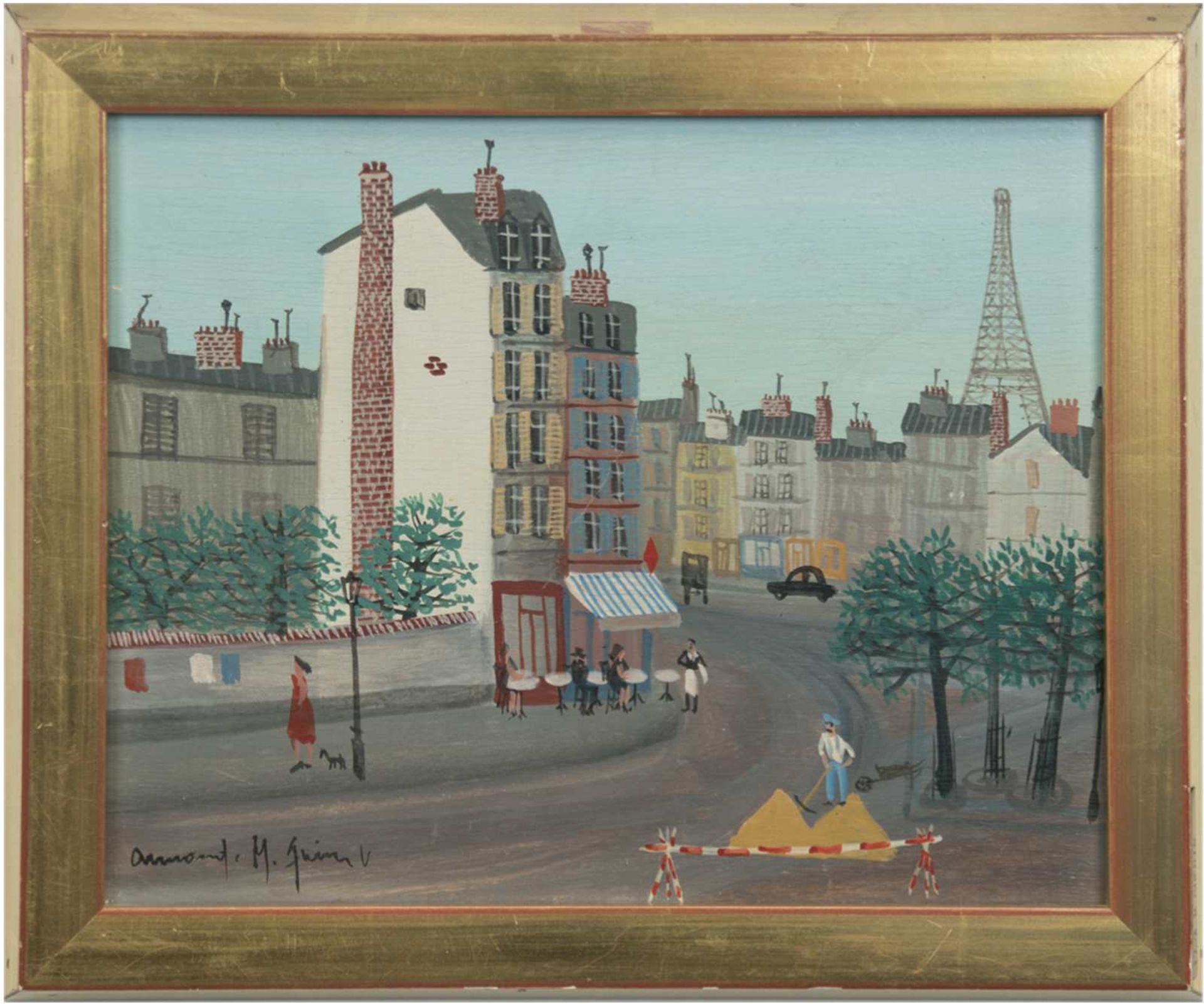 Guerin, Armand Marie (1913-1983) "Straßenszene in Paris", Öl/Sperrholz, sign. u.l., 22x27cm