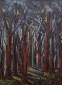 Expressionist um 1960 "Expressive Waldlandschaft", Öl/Lw., unsign., 101x70 cm, imSchattenfug