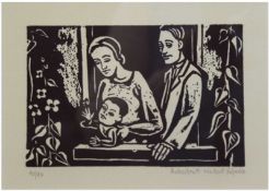 Scheele, Kurt (1905 Franfurt-1944 Smolensk) "Familie am Fenster", Holzschnitt, bez. u.r.,10/1