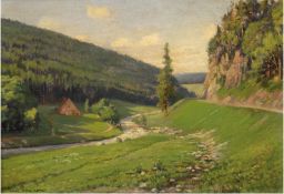 Thomas, Paul (1868-1910 französicher Maler) "Berglandschaft", Öl/Lw., sign. u.l., 26x37cm,