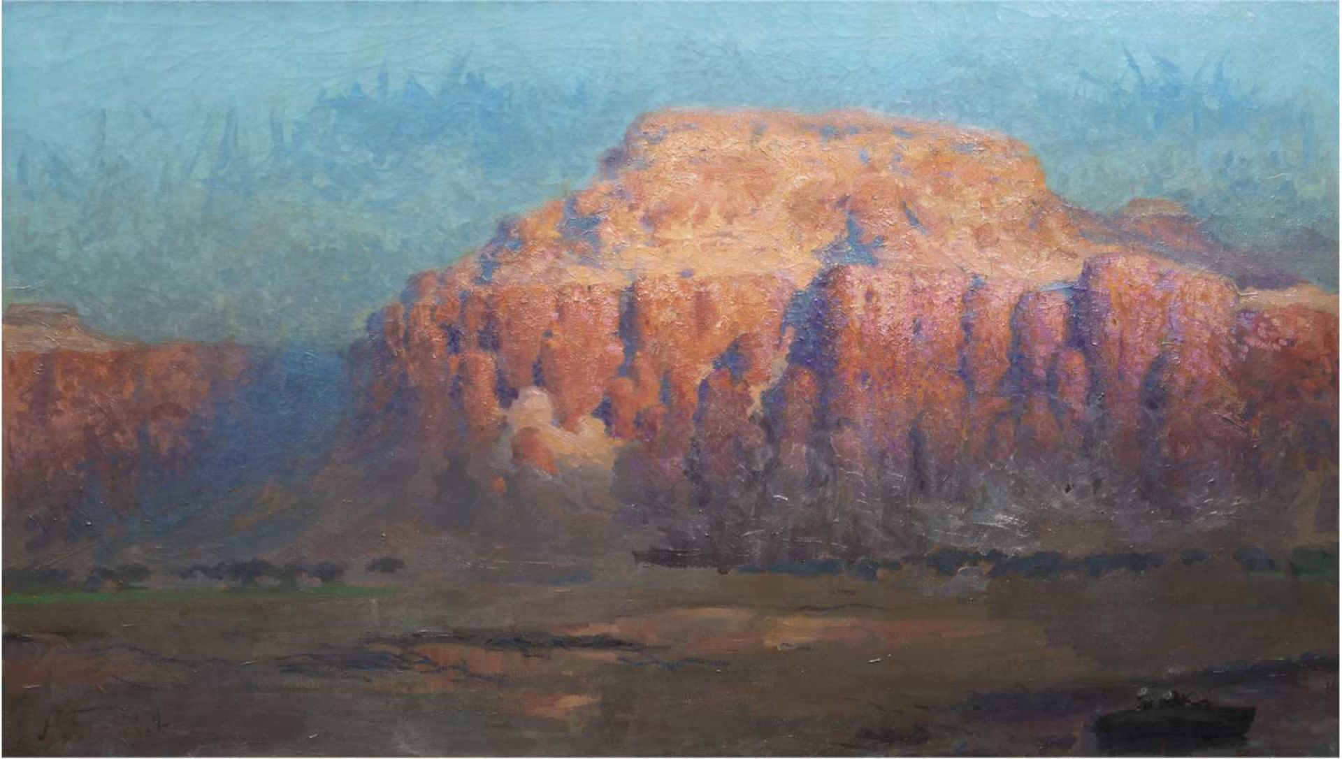 Schlubeck, Arthur (1875-ca. 1945) "Der Ayers Rock im National Park in Australien", Öl/Lw.,si