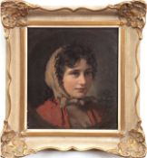 Beek, Theodor van der (1838-1921) "Porträt einer Frau mit Kopftuch", Öl/Mp., sign. u.r.und