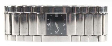 Damen-Armbanduhr "Baume & Mercier", Edelstahl, Quarzwerk, schwarzes Zifferblatt, 21x24 cm,Ori