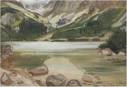 Fraaß, Erich (1893 Glauchau-1974 Dresden) "Gebirgssee", Öl/Lw., sign. u.r., 55x77,5 cm, Rah