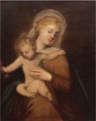 Sakralmaler des 19. Jh. "Maria mit Kind", Öl/Lw., unsign., 79x62 cm, Rahmen