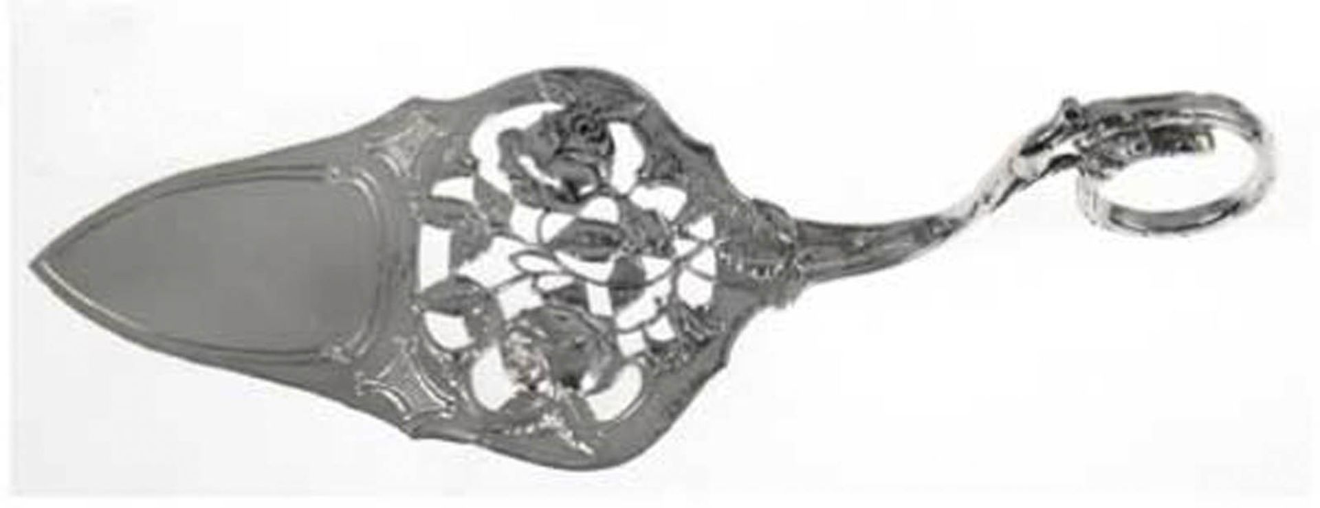 Gebäckheber, 800er Silber, punziert, ca. 51 g, durchbrochener Rosendekor, L. 18 cm