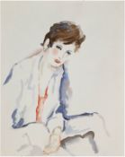 "Porträt einer jungen Frau", Aquarell/Papier, unsign., 38x30 cm, ungerahmt