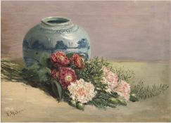 Haberer, Oscar (1867 Offenburg-1932 Berlin Wilmersdorf) "Stilleben mit Blumenstrauß vor Vase