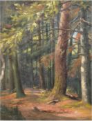 Landschaftsmaler des 20. Jh. "Waldinneres", Öl/MP., unsign., 34x26 cm, Rahmen
