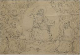 "Der Prediger" Federzeichnung, 18./19. Jh., unsign., 20x26,5 cm, im Passepartout hinter Glas