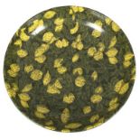 Große Schale, Italien, Keramik, Zitronendekor mit Blattwerk in Gelb und Grün, H. 8,5 cm, Dm