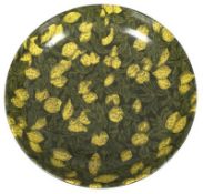 Große Schale, Italien, Keramik, Zitronendekor mit Blattwerk in Gelb und Grün, H. 8,5 cm, Dm