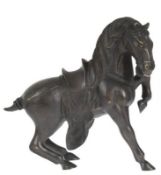 Skulptur, China "Pferd", Bronze, braun patiniert, 30x31x12 cm