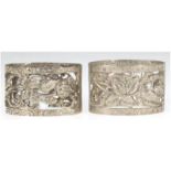 2 Serviettenringe, 835er Silber, ovale Form mit durchbrochenem Rosenmuster, 3x5x3,5 cm