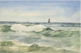 Schröder-Greifswald, Max (1858 Greifswald-1920 Berlin) "Segelboote auf offener See", Aquarel