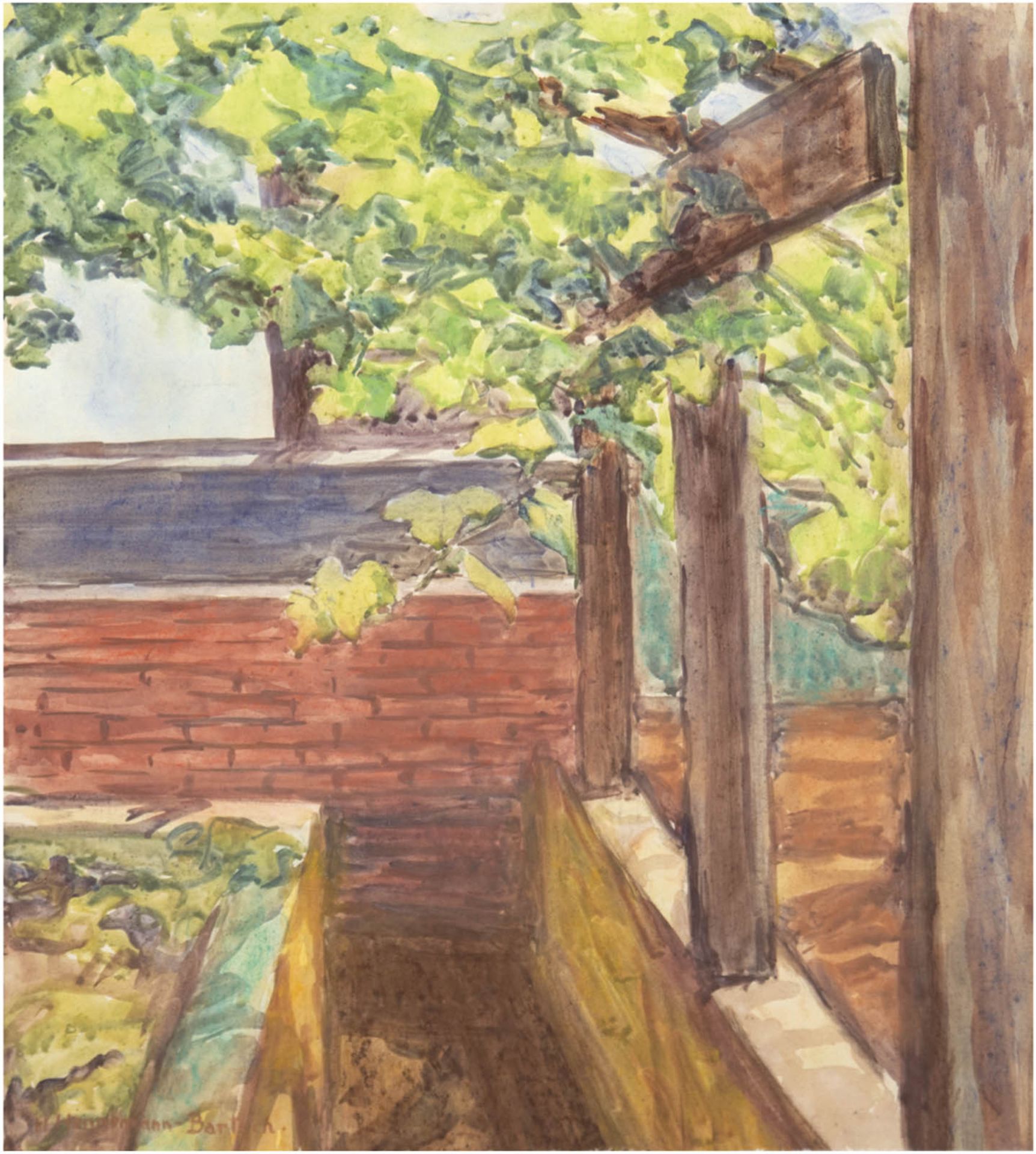 Hennemann-Bartsch, Helene (1885 Berlin-1964 Schwerin) "Kellereingang", Aquarell, sign. u.l.,