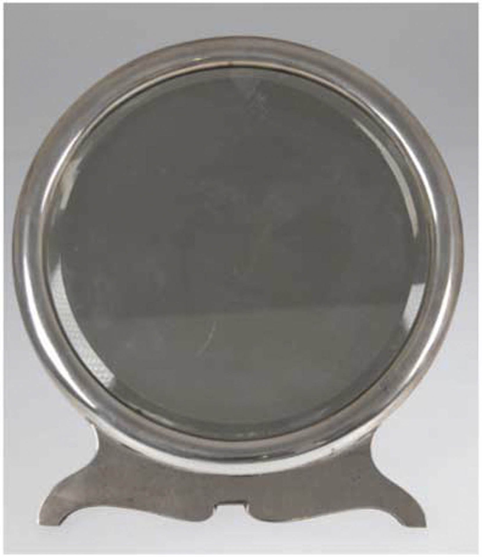 Tischspiegel, Silber, England um 1903, gemarkt, runde Rahmung, klappbar, Gebrauchspuren, 27,5x24 cm